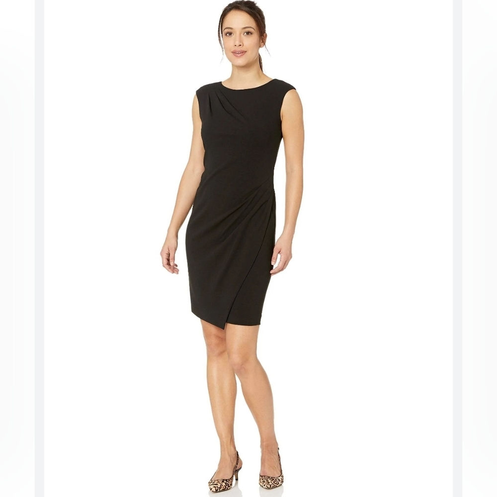 New Calvin Klein Sleeveless Faux Wrap Sheath Dress